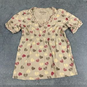 Y2k Arizona graphic heart motif v neck babydoll tee shirt XL